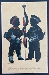 1915 Germany WWI Feldpost Picture Postcard Cover Defend Our Flag