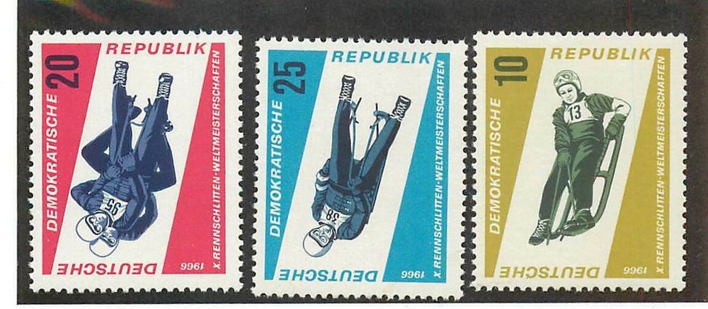 DDR MNH ** 1156-8 SC 808-9 Tobogganing Championships