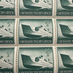 Sheet of 50 German Deutsches Reich Kriegsmarine torpedo boat Postage Stamps