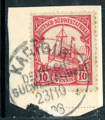 Germany 1901 SWA Southwest Africa 10pf Carmine Yacht Scott #15 VFU Y155