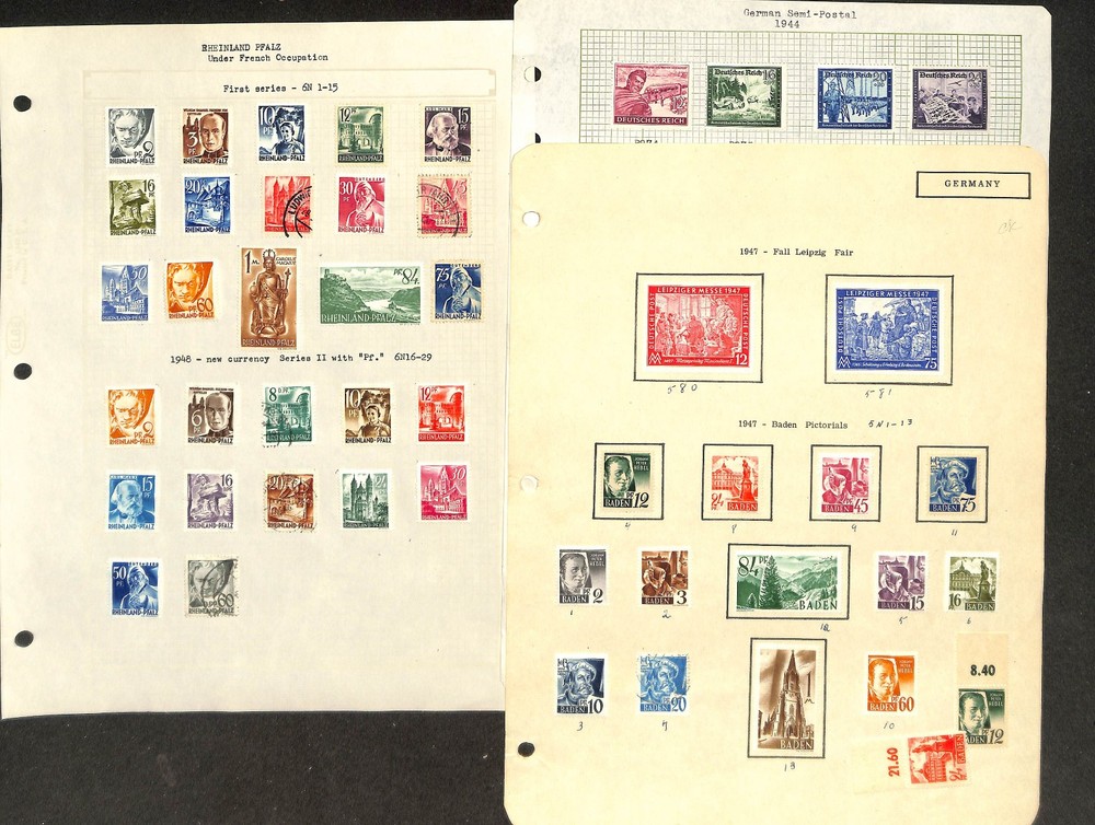 Germany Stamp Collection on 47 Pages, WWII Occupations, Danzig, Thurn++ (KD)