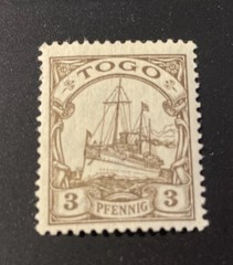 Germany Togo Africa Stamps Kaiser’s Yacht 3 Pfennig MLH Scott #7