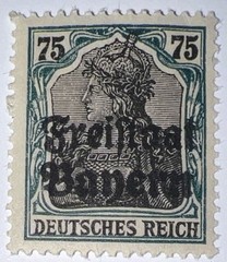 Travelstamps: Germany Bayern OP Stamps Scott# 186, 75pf Mint Original Gum Hinged