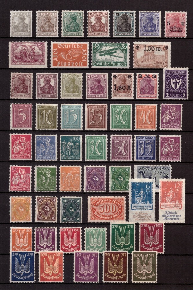 AM0382) Third Reich Lot MH Mint Hinged 1910 to 1945 with Hitler WW II, 6 scans