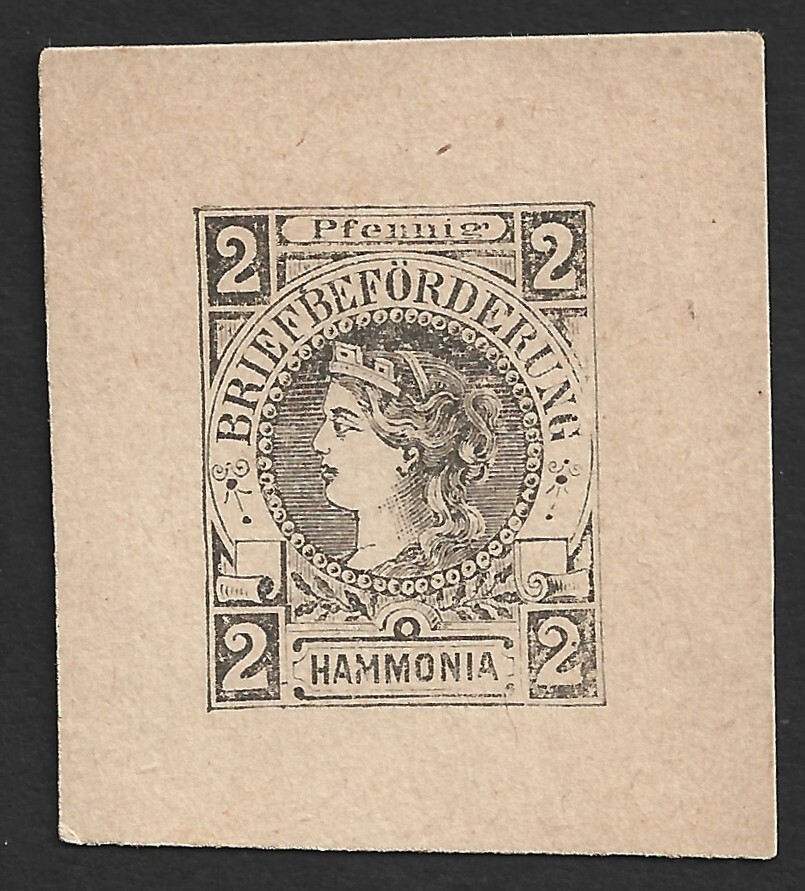 Germany Hamburg Hammonia local private post 2pf cutout