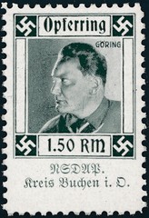 Stamp Germany Revenue WWII 3rd Reich Charity Kreis Buchen Green Weirdo MNH