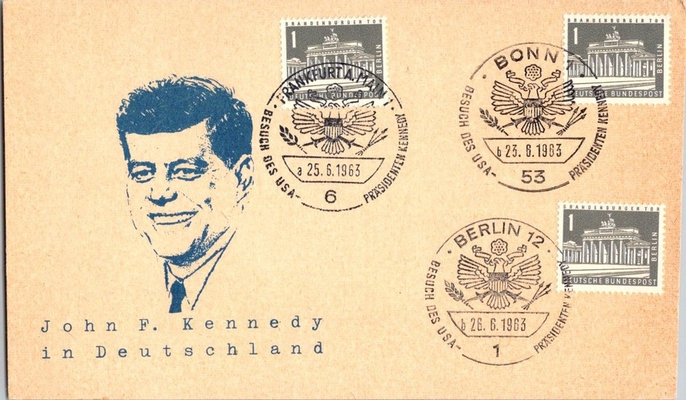Germany FDC 1963 JFK Visit Frankfurt, Bonn, Berlin – J34985