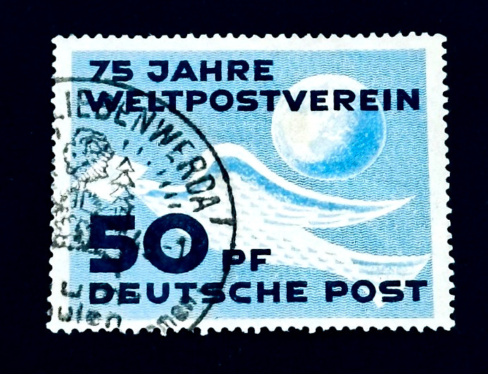 GERMANY Stamp – 1949 UPU 75th Anniversary Sn 48 Used CTO – Pictorial Cancel r43