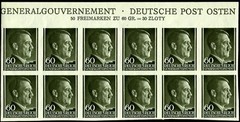 III REICH, GENERALGOUVERNEMENT, ADOLF HITLER, 60 GR., UNPERF., BLOC OF 12, MNH