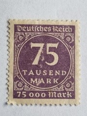 Germany 1923 75,000 Mark Hyperinflation Stamp Violet Mi 299 Mint RefG2
