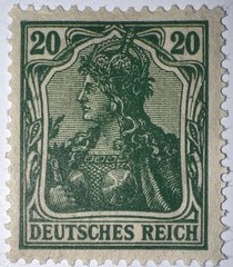 Travelstamps: 1920 Germany Stamps Scott #121 20PF Germania, Mint MOGH.