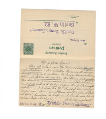 GERMANY 1897 Post Card (with Reply Card) sent from Berlin to Genthin