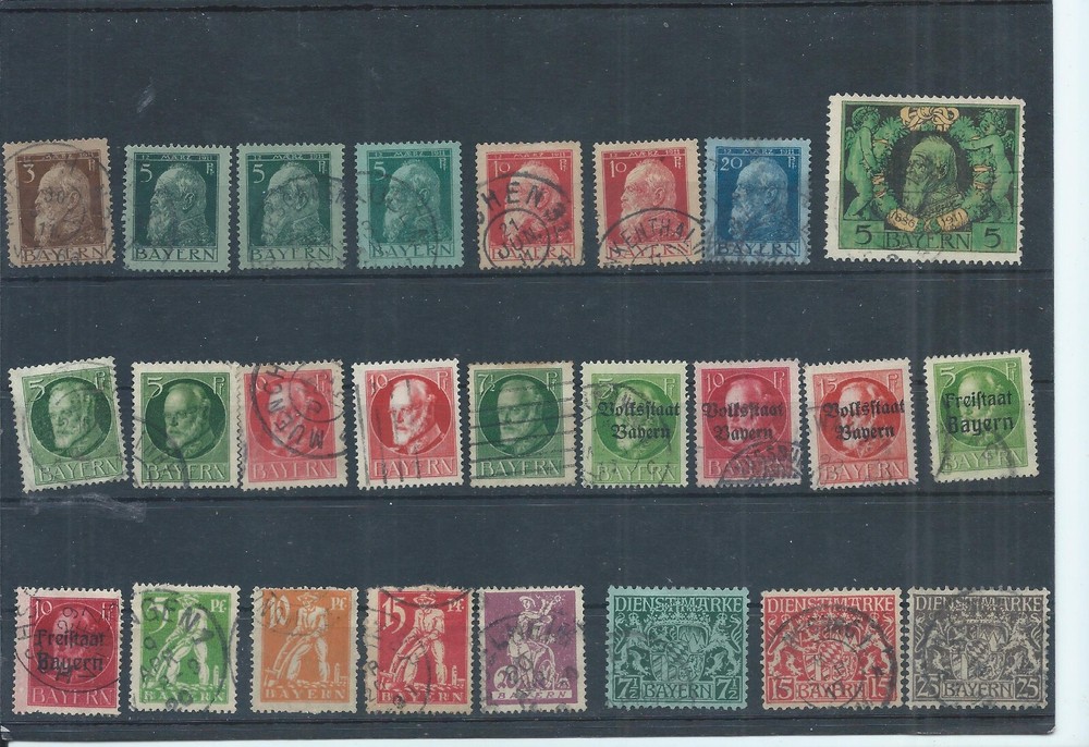 Bavaria stamps. Germany. Used lot 1911 to 1920 King Ludwig etc. CV £70+ (J317)