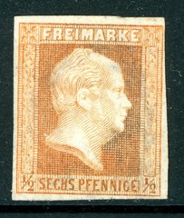 Germany States 1850 Prussia 6pf (½sg) Red Orange Scott #2 Mint N931
