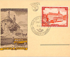 SAAR FDC *TAG DER BRIEFMARKE* 1954 Card St Ingbert First Day Germany XM106