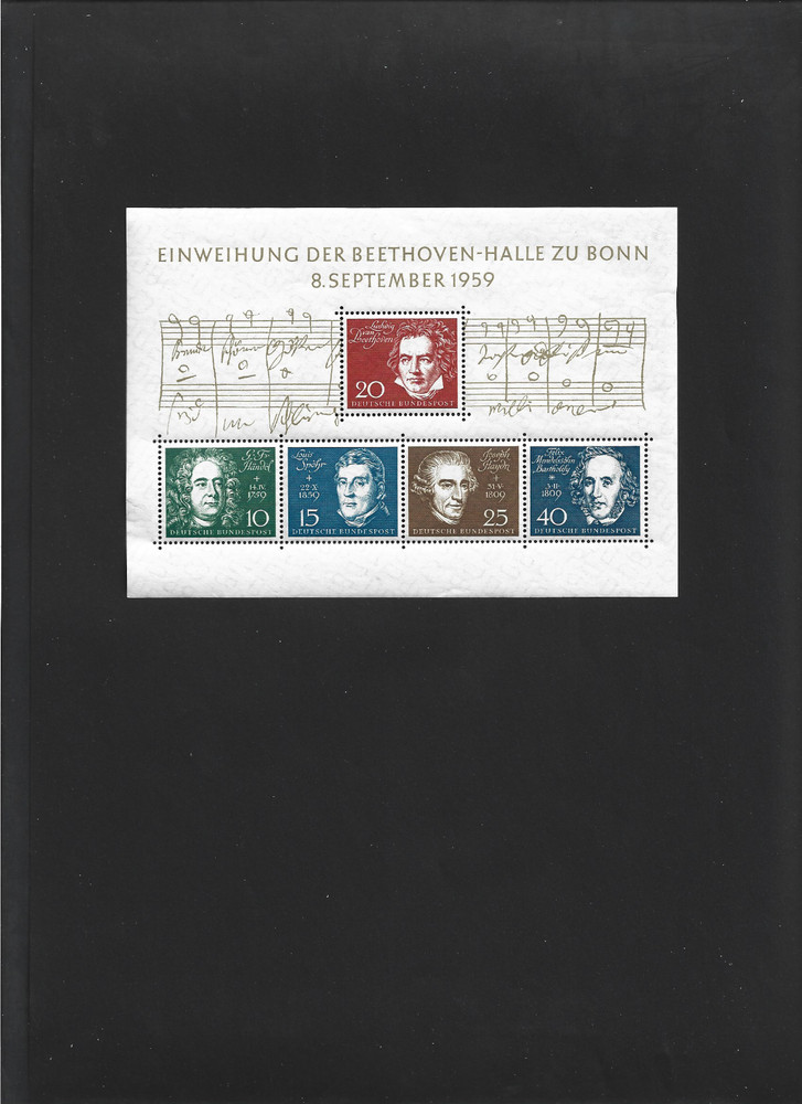 GERMANY SOUVENIR SHEET „Opening Beethoven Music Hall“ MNH F-VF 1959 issue
