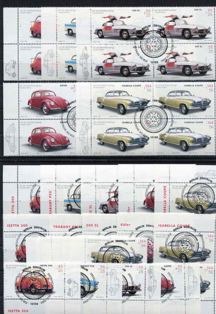 Bund 2289 – 2293 Corner Margin Stamped Set, Auto Car