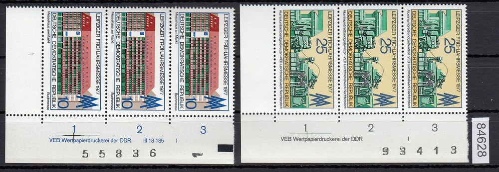 DDR 1977 Michel No. 2208+2209 DV FNr. I Corner Imprint Postfrisch