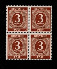 MNH Stamp block Sc 532 1946 Post WWII Germany Large numeral From mint sheet