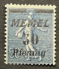 Travelstamps- MEMEL TERRITORY 1922 50 pf , German Reich Overprint 50pf/50c MNH