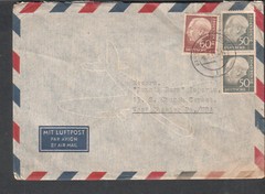 Germany 1955 60 + 2 x 50 Heuss cover Arthur F Kruger Hamburg to West Chester PA
