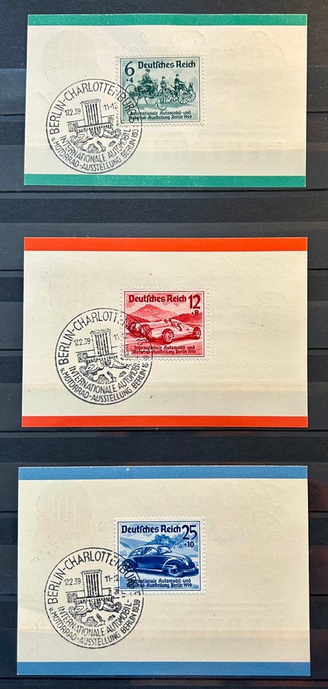 1939 German Stamps set on Special Cards Special Cancel – Cars Race Berlin /322