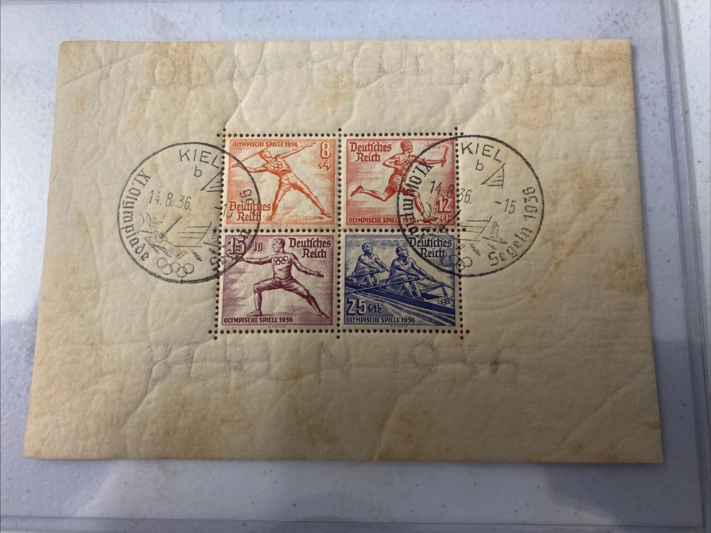 Germany Berlin 1936 XL Olympische Spiele.4 stamp Block.Cancellation 8/14/36