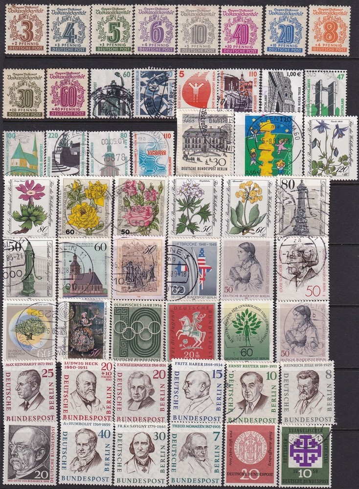 Lot Stamp Germany Bundespost Collection Brandenburg Flowers Berlin U