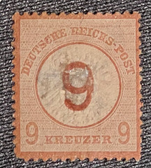 Germany Reich 1874 Mi 30 9 Kreuzer Surcharge Large Shield Mint Hinged FAULT MH