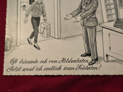 POST WW2 WWII OCCUPIED Germany Nice to be a Soldier Humor comic German Postcard