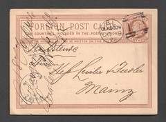 QV 1¼d Postal Stationery Foreign Postcard Glasgow 1877 To Germany Mainz