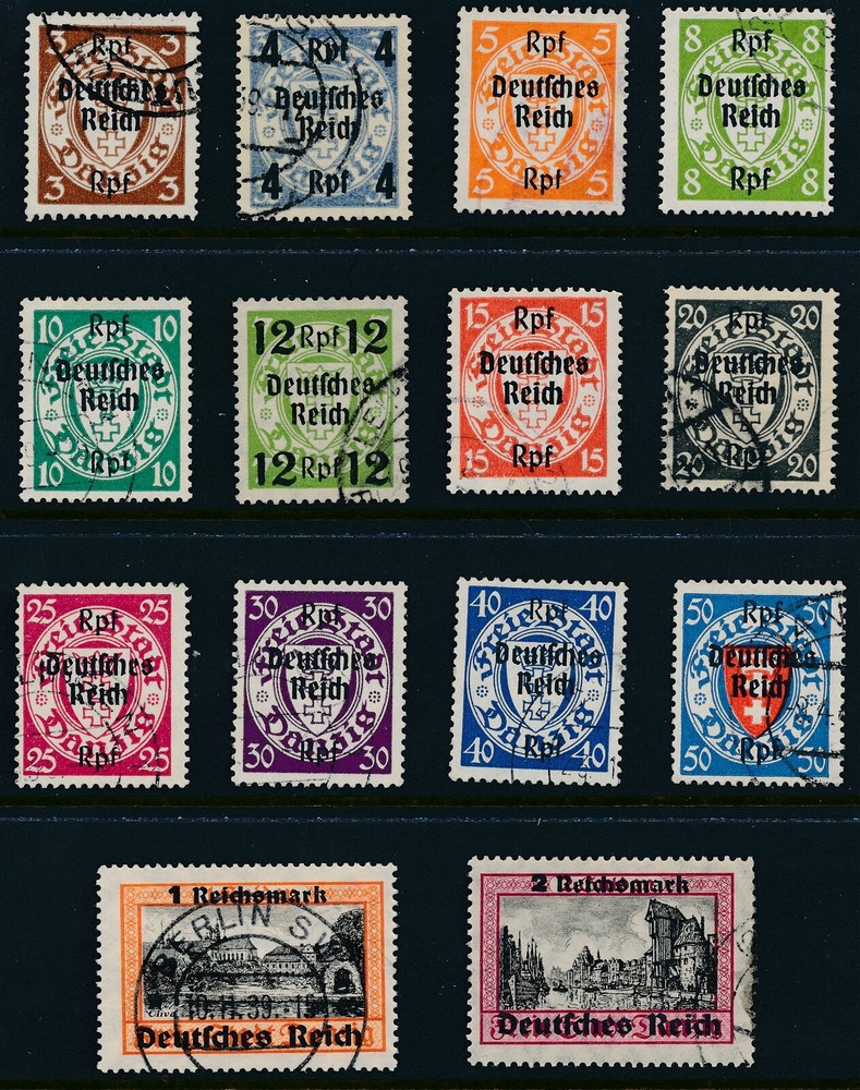 Stamp Germany Mi 716-29 1939 WWII 3rd Reich Danzig Empire Poland Overprint Used