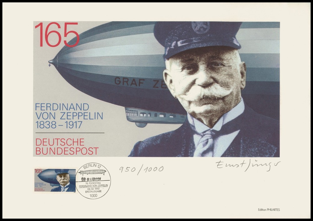 ART-EDITION 1991 GERMANY 1597 LUFTFAHRT ZEPPELIN – HAND-SIGNED !!
