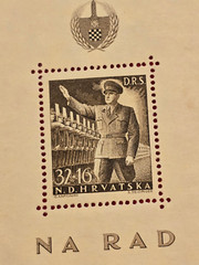 1944 WW2 WWII GERMAN CROATIA CROATIAN MILITARY GENERAL souvenir stamp sheet