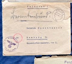WWII German Feldpost Cover FP #55014 Luftwaffe Fulda Hamburg War Criminal Specht