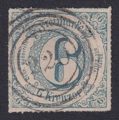 THURN & TAXIS 1866 Southern District 6k Rouletted SG 82 Used (CV £50)