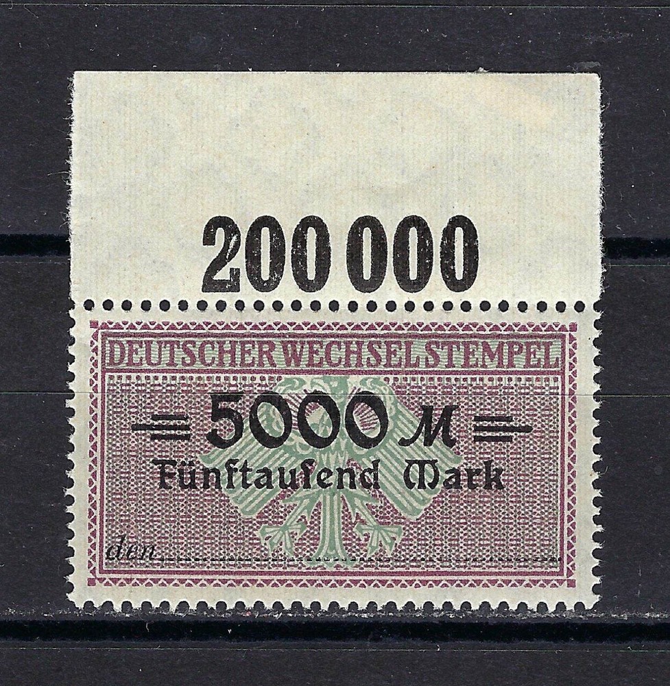 Germany Hyperinflation Stamp w/ overprint & selvage 1920s MNH