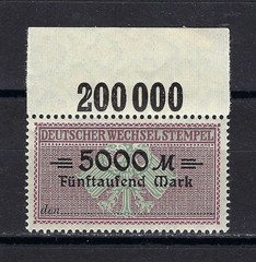 Germany Hyperinflation Stamp w/ overprint & selvage 1920s MNH