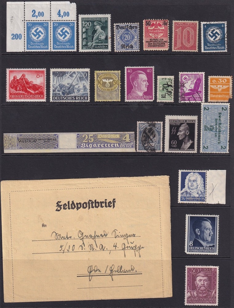 Lot Authentic Historical Stamps Germany WWII Horses Postal Service U F