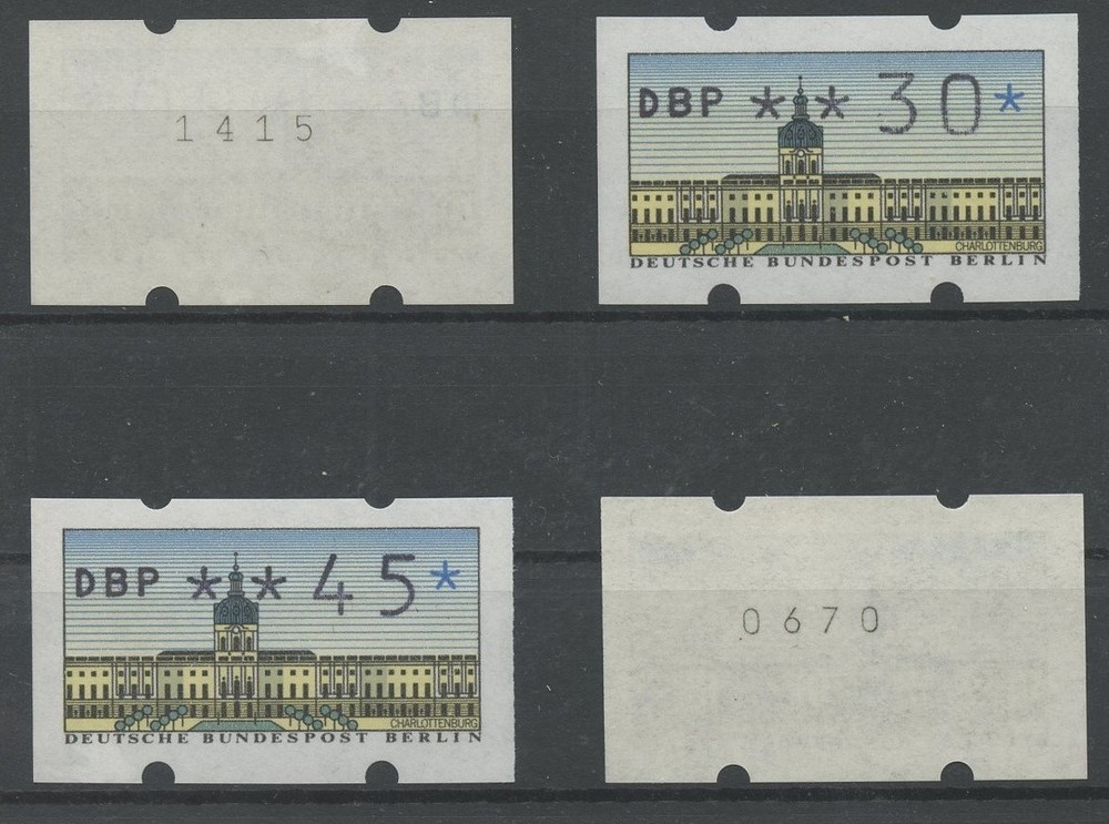 Germany Berlin 1987 ATM mix of low and high values including control numbers MNH
