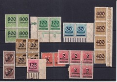 German Empire 1923 Surcharged stamps selection of mint blocks and strips