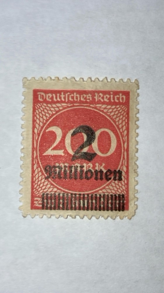 1923 Deutsches Reich German 2 Million Overprint on 200 Marks Stamp