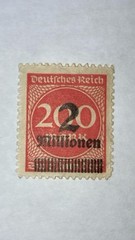 1923 Deutsches Reich German 2 Million Overprint on 200 Marks Stamp