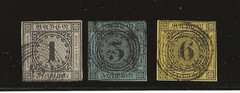 Germany Baden Scott #6, #8, #9, used 1853-58 numerals, imperf, nice cancels f/vf