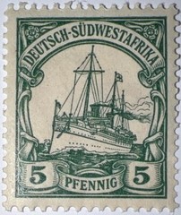 Travelstamps:GERMANY South West Africa Stamps Kaiser’s Yacht 5 Pfennig MOGH WMK
