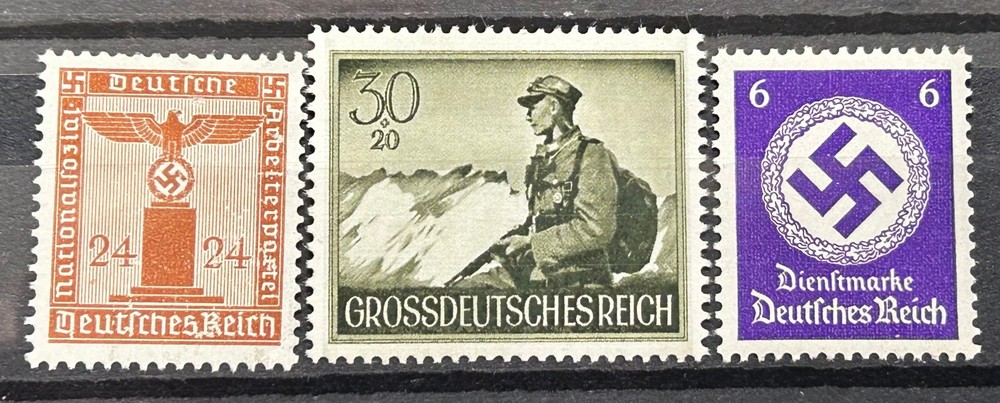 German Stamps Third Reich WWII officials lot of 3 swastika etc MNH Mint /199