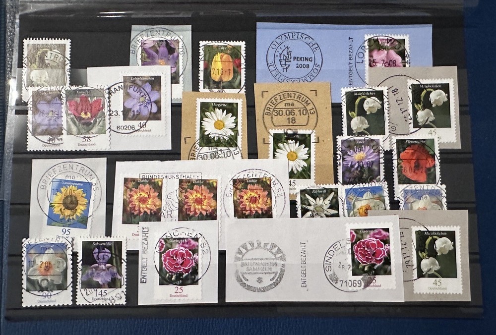 GERMANY FLOWER COLLECTION STAMP WITH SEVERAL POSTMARKS