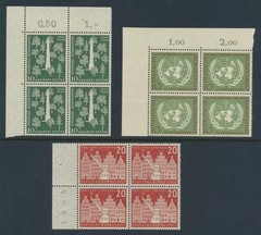 Germany 736, 736, 741 1955-56 Stifter UN Luneburg margin numeral blocks VF NH