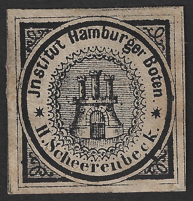 Germany HAMBURG Boten H. Scheerenbeck 1862 1pf local post stamp imperf #2