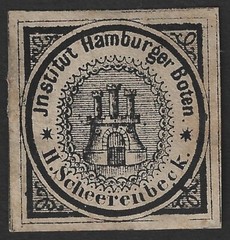 Germany HAMBURG Boten H. Scheerenbeck 1862 1pf local post stamp imperf #2
